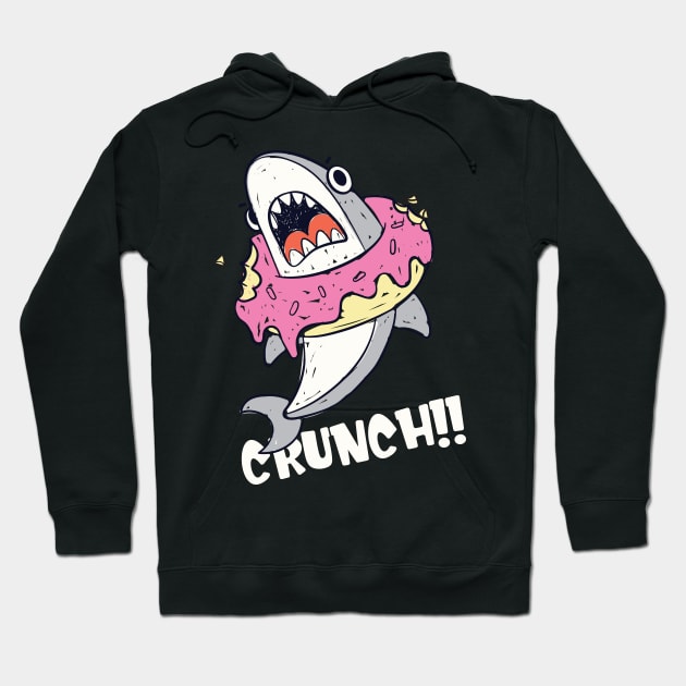 crunch shark donut Hoodie by Mako Design 